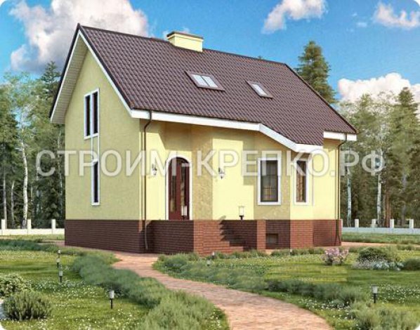 Проект дома из газобетона с цокольным этажом и  с мансардой №339